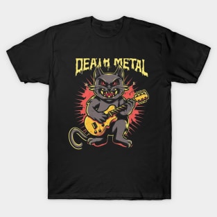 Death Metal Satanic Baphomet Cat playing guitar T-Shirt